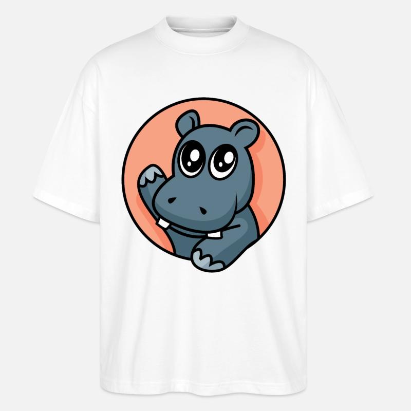 Fröhliches Nilpferd - Stanley/Stella Oversized Unisex Bio T-Shirt Blaster 2.0 - Weiß