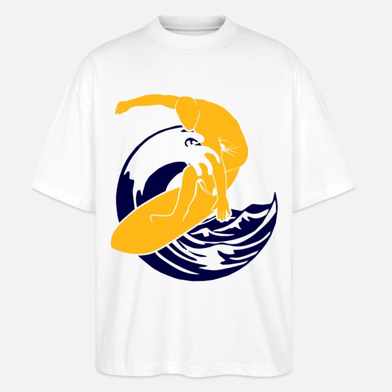 Planche de surf | Surfeur | Surfer - T-shirt bio Blaster 2.0 coupe oversize Stanley/Stella Unisexe - blanc