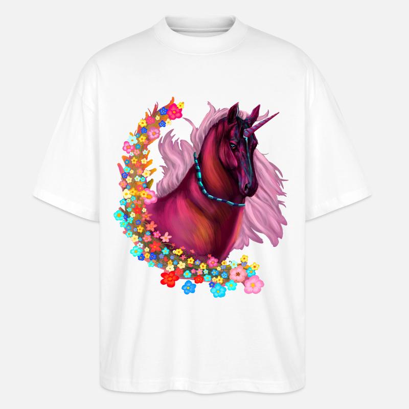 Rosa Einhorn - Stanley/Stella Oversized Unisex Bio T-Shirt Blaster 2.0 - Weiß