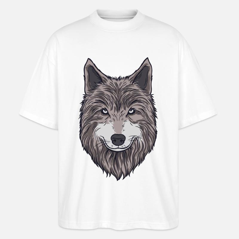 Stolzer Wolfskopf - Stanley/Stella Oversized Unisex Bio T-Shirt Blaster 2.0 - Weiß