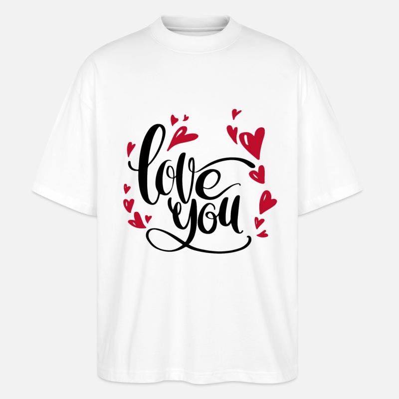 je t'aime | coeurs | pour les couples - T-shirt bio Blaster 2.0 coupe oversize Stanley/Stella Unisexe - blanc