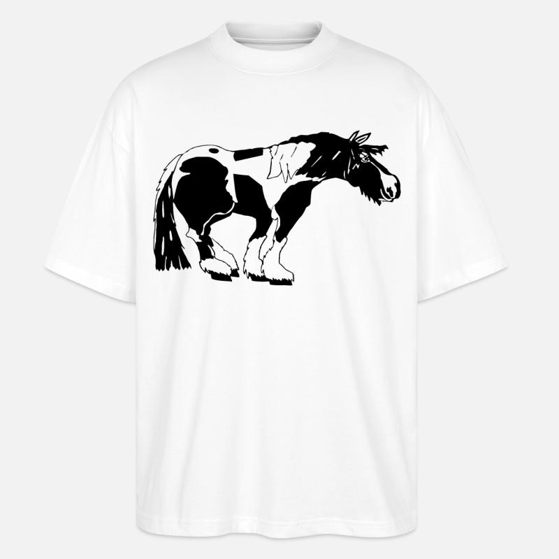 witziger Tinker , Tinker Schecke, Tinker reiten - Stanley/Stella Oversized Unisex Bio T-Shirt Blaster 2.0 - Weiß