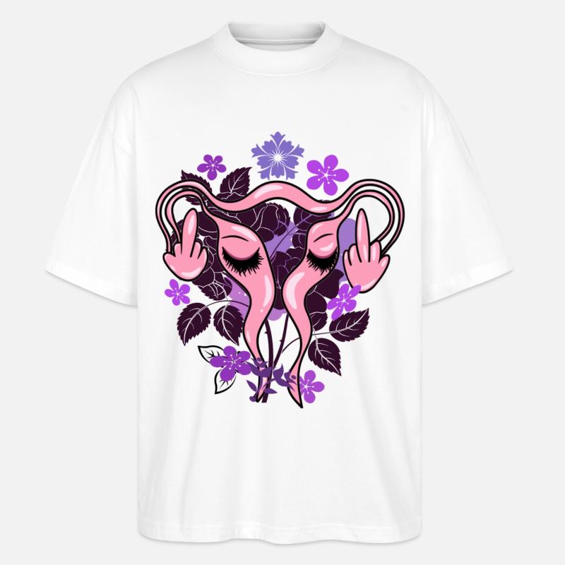 Blumen Uterus Pro-Choice Eierstöcke - Stanley/Stella Oversized Unisex Bio T-Shirt Blaster 2.0 - Weiß
