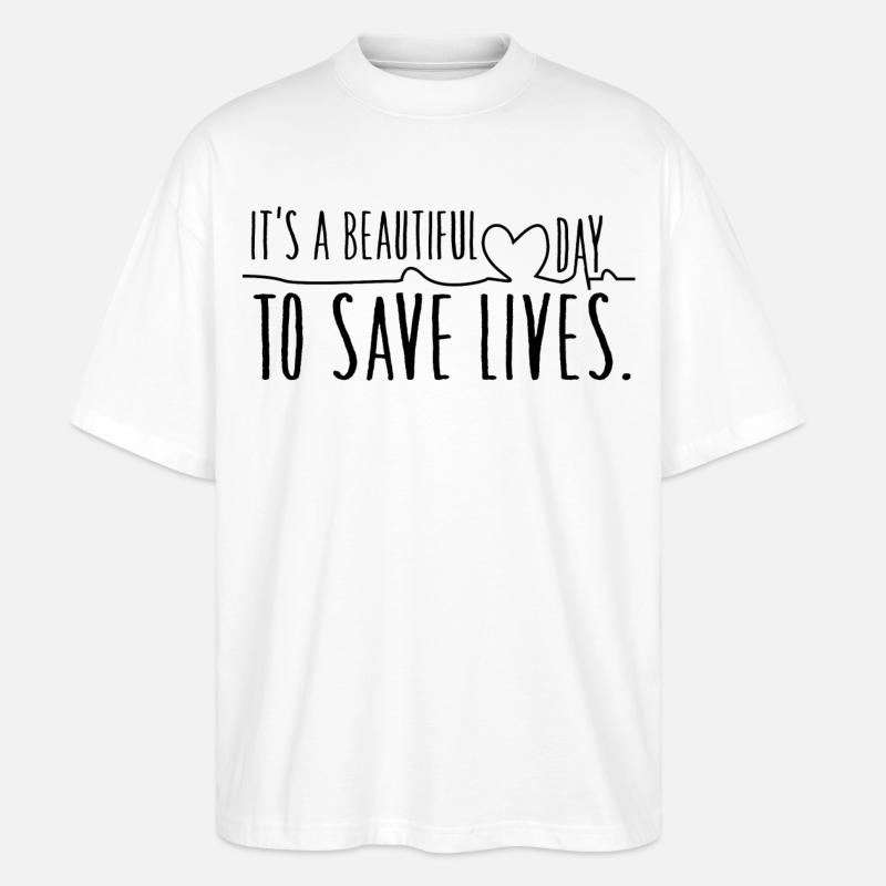 Lebensretter - Stanley/Stella Oversized Unisex Bio T-Shirt Blaster 2.0 - Weiß