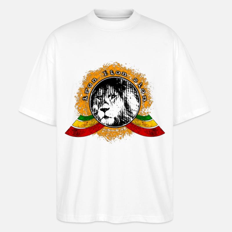 Reggae Löwe - Stanley/Stella Oversized Unisex Bio T-Shirt Blaster 2.0 - Weiß