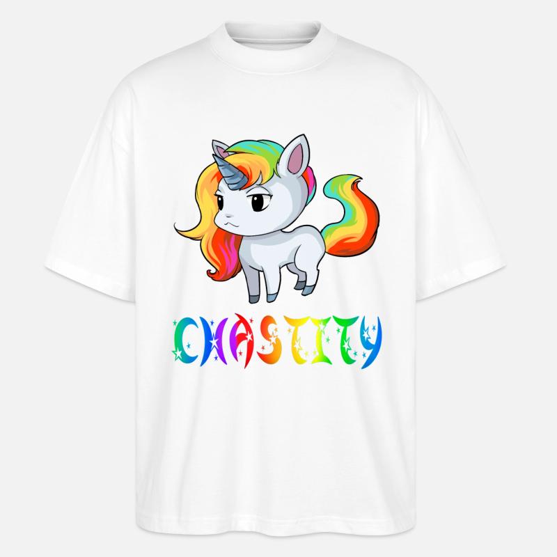 Einhorn Chastity - Stanley/Stella Oversized Unisex Bio T-Shirt Blaster 2.0 - Weiß