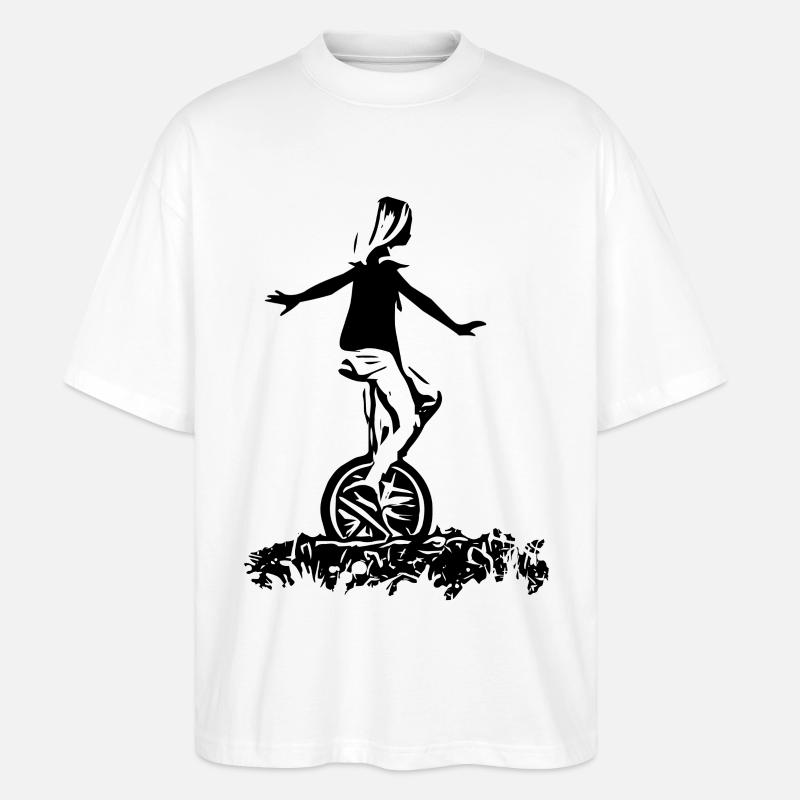Einrad Mädchen - Stanley/Stella Oversized Unisex Bio T-Shirt Blaster 2.0 - Weiß