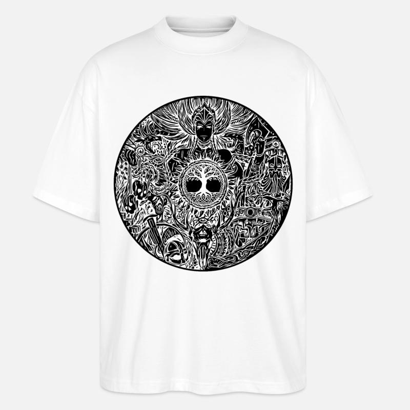 Wikinger-Schild - Walküre - Valkyrie - Stanley/Stella Oversized Unisex Bio T-Shirt Blaster 2.0 - Weiß