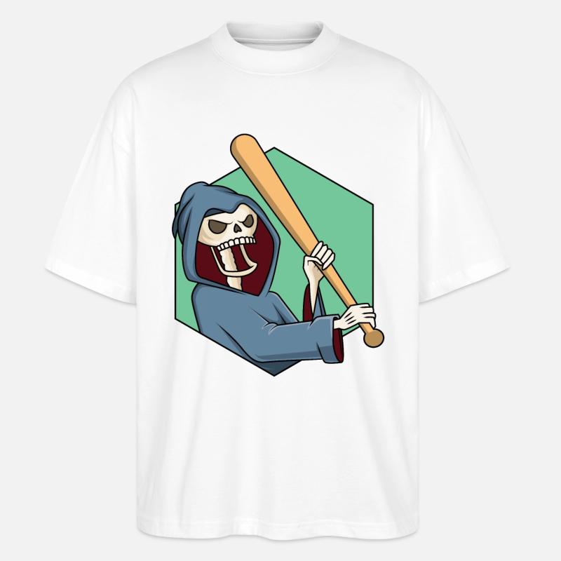 Sensenmann mit Baseballschläger - Stanley/Stella Oversized Unisex Bio T-Shirt Blaster 2.0 - Weiß