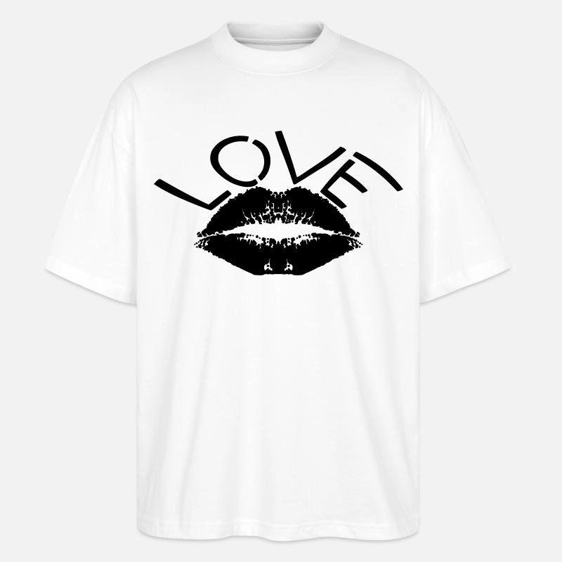 Love – Minimal Lips Kiss Statement Design - Stanley/Stella Oversized Unisex Bio T-Shirt Blaster 2.0 - Weiß