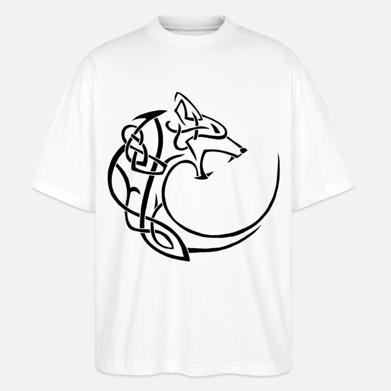 schwarzer Mondwolf - Stanley/Stella Oversized Unisex Bio T-Shirt Blaster 2.0 - Weiß