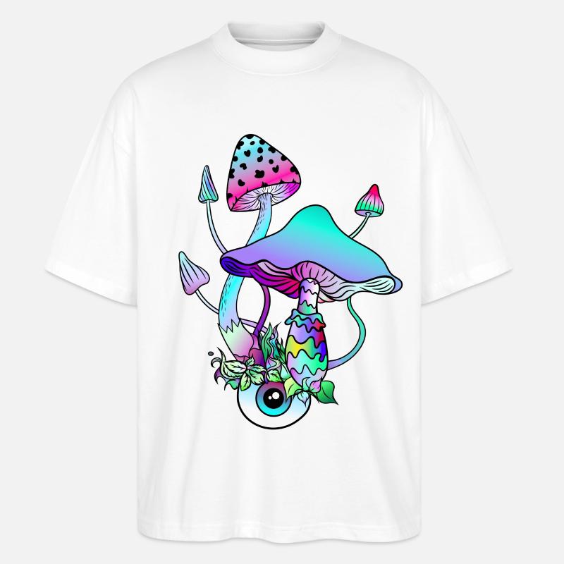 Champignons magiques Art psychédélique - T-shirt bio Blaster 2.0 coupe oversize Stanley/Stella Unisexe - blanc