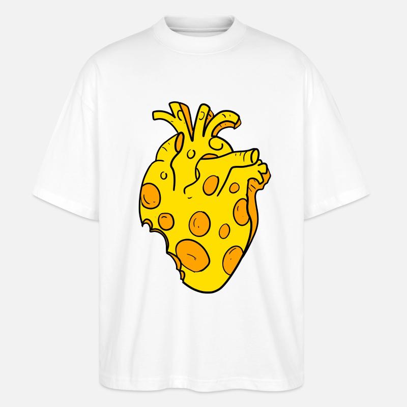 Käse Herz - Stanley/Stella Oversized Unisex Bio T-Shirt Blaster 2.0 - Weiß
