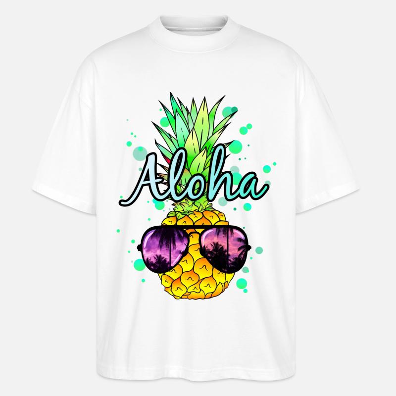 Ananas Aloha - T-shirt bio Blaster 2.0 coupe oversize Stanley/Stella Unisexe - blanc