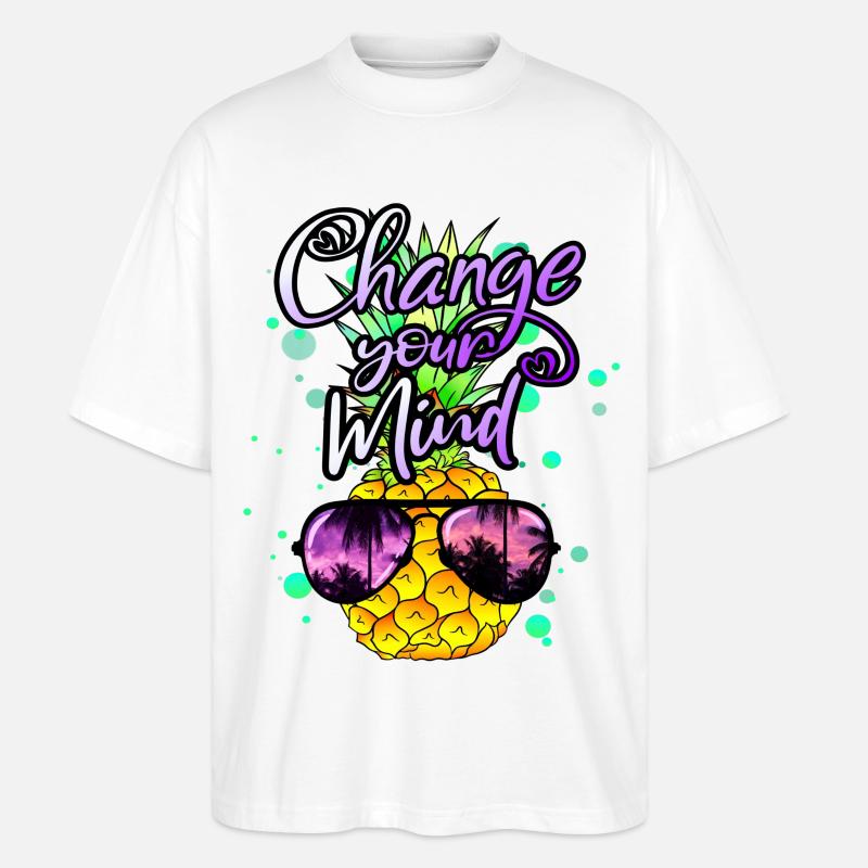 coole Ananas Change your Mind - Stanley/Stella Oversized Unisex Bio T-Shirt Blaster 2.0 - Weiß
