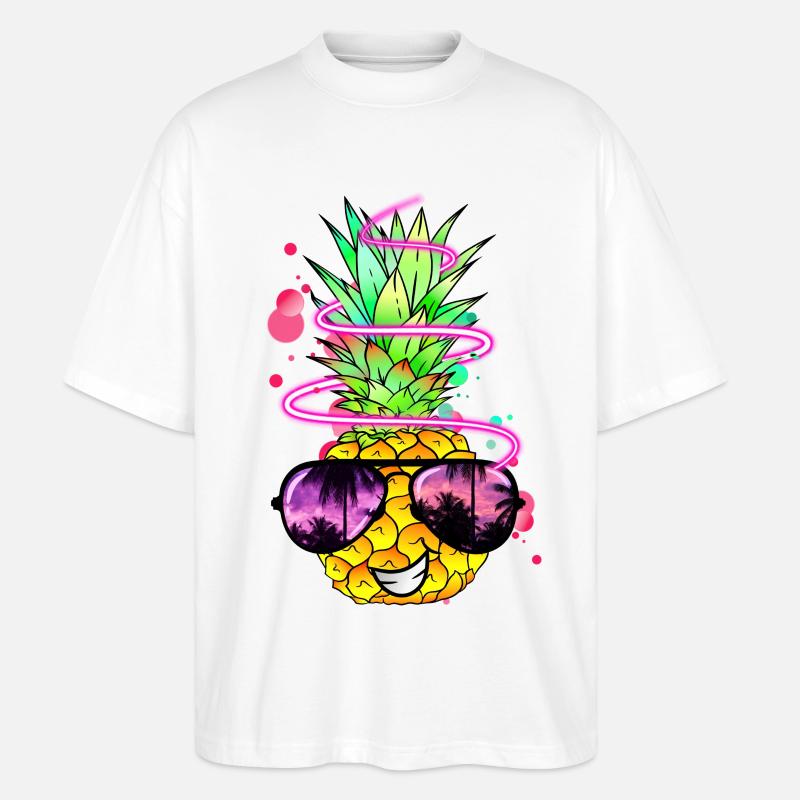 Ananas cool bunt spritzig - Stanley/Stella Oversized Unisex Bio T-Shirt Blaster 2.0 - Weiß