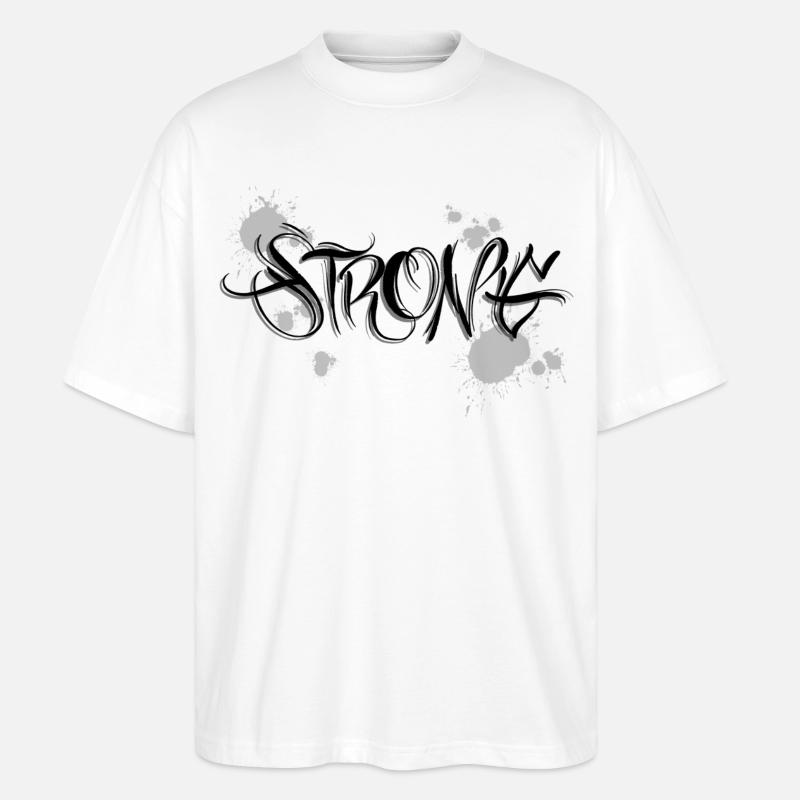 Stark Strong Motivation Graffiti - Stanley/Stella Oversized Unisex Bio T-Shirt Blaster 2.0 - Weiß