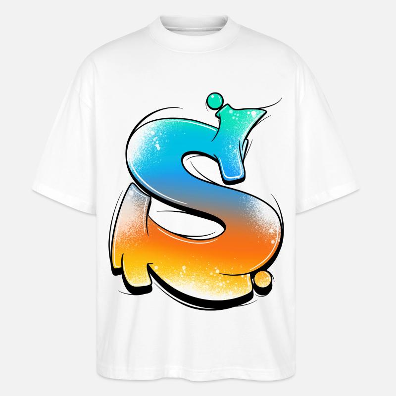 S-Gradient Neon Splashes - Stanley/Stella Oversized Unisex Organic T-shirt Blaster 2.0 - white