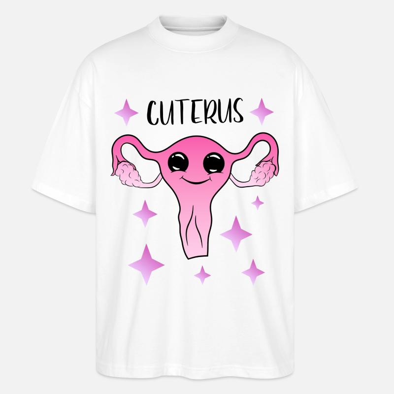 Cuterus - niedlicher Uterus - Stanley/Stella Oversized Unisex Bio T-Shirt Blaster 2.0 - Weiß