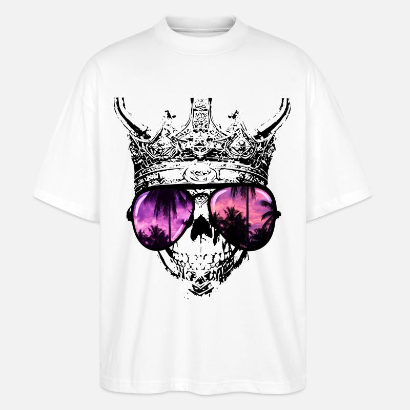 Hipster Skull King - T-shirt bio Blaster 2.0 coupe oversize Stanley/Stella Unisexe - blanc