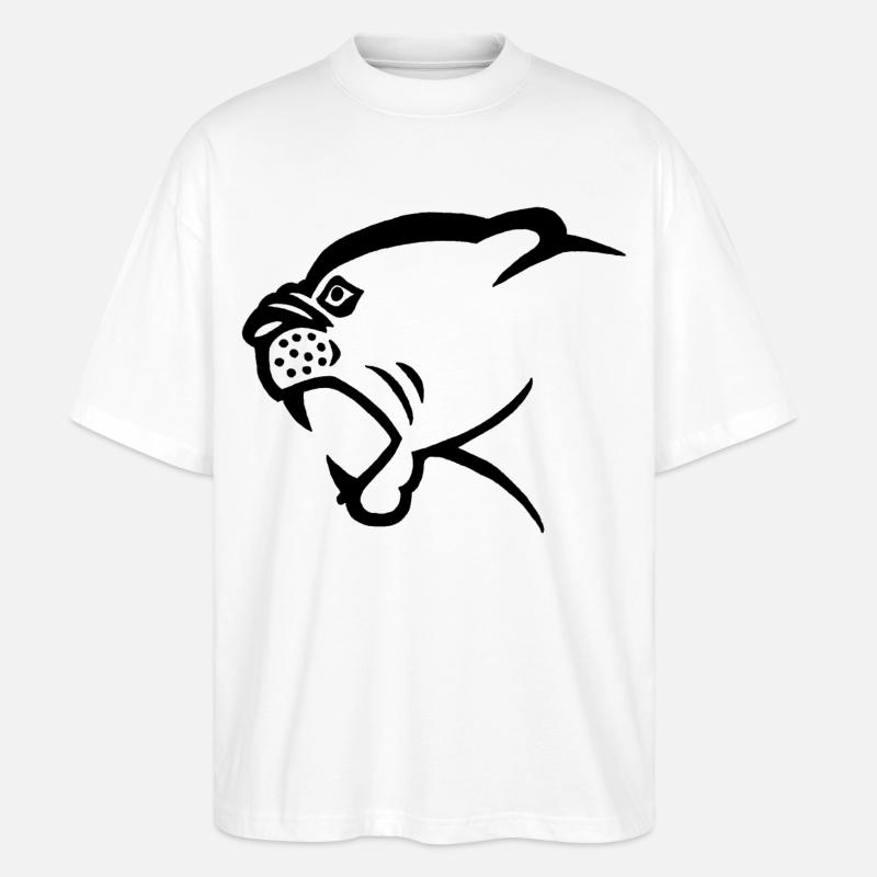 Schwarzer Pantherkopf - Stanley/Stella Oversized Unisex Bio T-Shirt Blaster 2.0 - Weiß