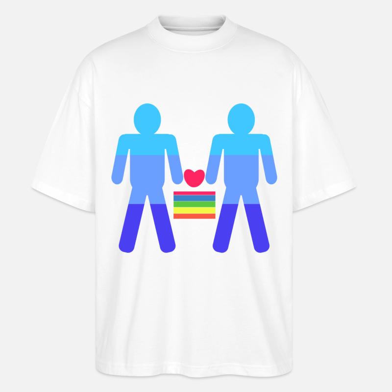 Herz Lgbt Gleichgeschlechtliche Ehe Regenbogen - Stanley/Stella Oversized Unisex Bio T-Shirt Blaster 2.0 - Weiß