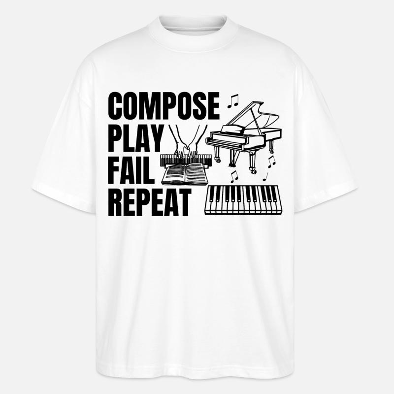 Pianist tägliche Routine - Stanley/Stella Oversized Unisex Bio T-Shirt Blaster 2.0 - Weiß