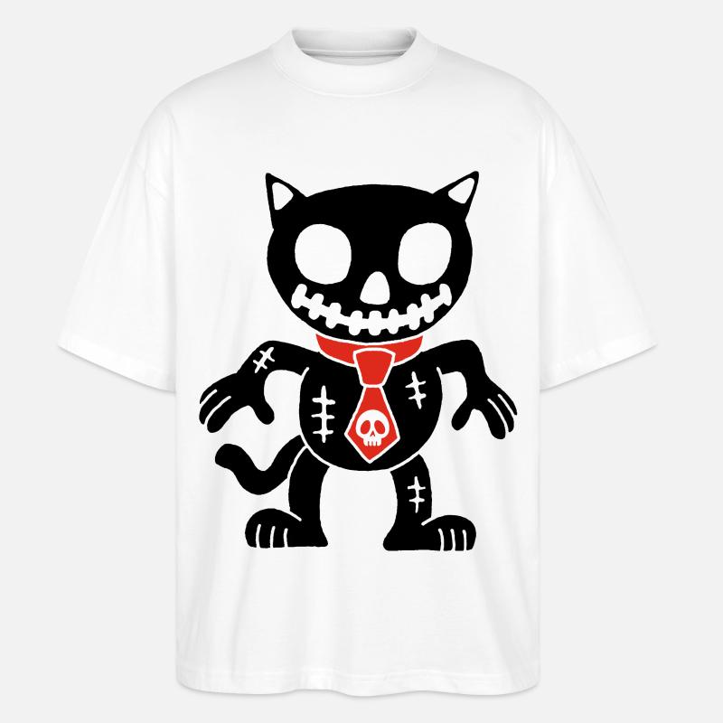Schwarze Katze Voodoo Puppe - Stanley/Stella Oversized Unisex Bio T-Shirt Blaster 2.0 - Weiß
