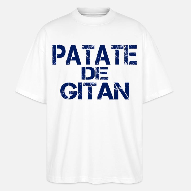 Patate GITAN bleu - T-shirt bio Blaster 2.0 coupe oversize Stanley/Stella Unisexe - blanc