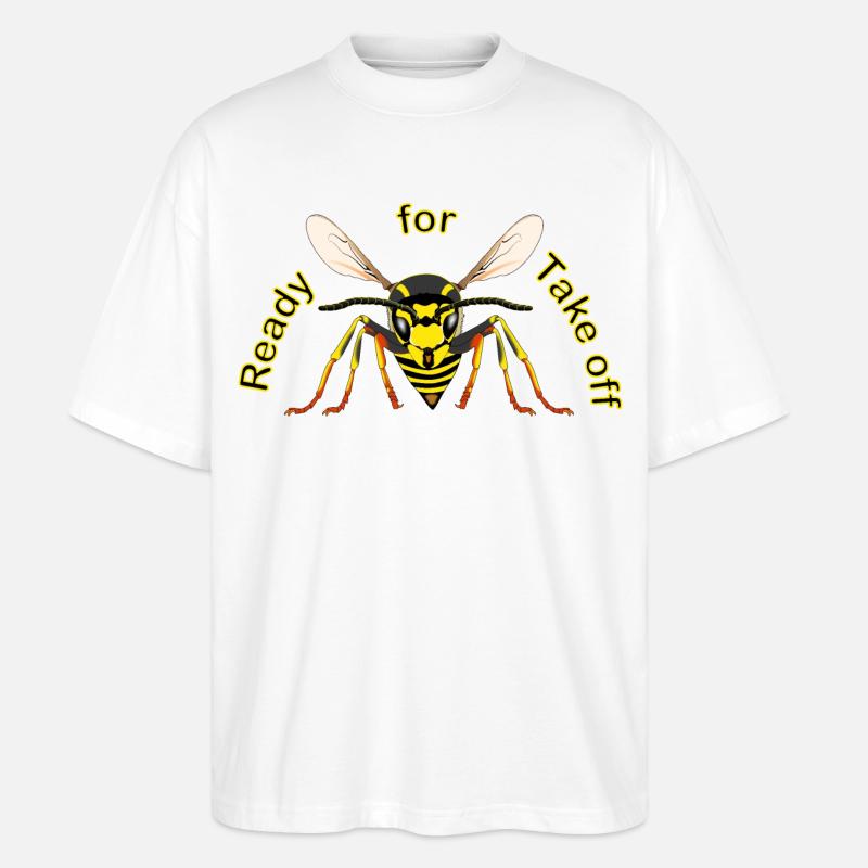 Wespe Ready for Take off - Stanley/Stella Oversized Unisex Bio T-Shirt Blaster 2.0 - Weiß