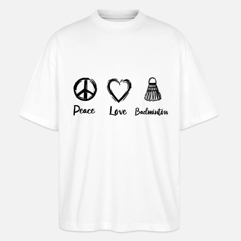 Frieden Liebe Badminton - Stanley/Stella Oversized Unisex Bio T-Shirt Blaster 2.0 - Weiß