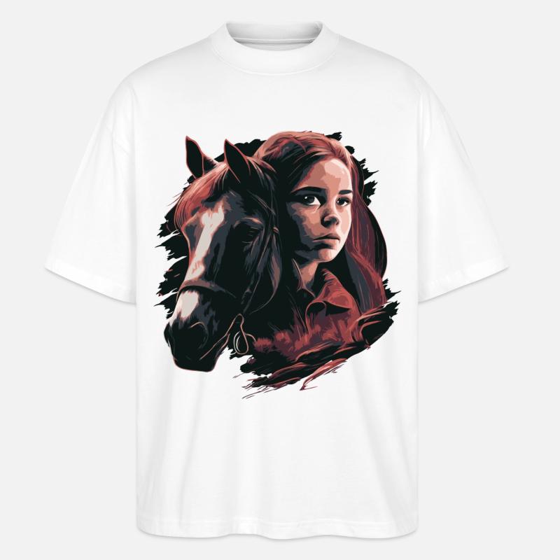 Pferdemädchen - Stanley/Stella Oversized Unisex Bio T-Shirt Blaster 2.0 - Weiß