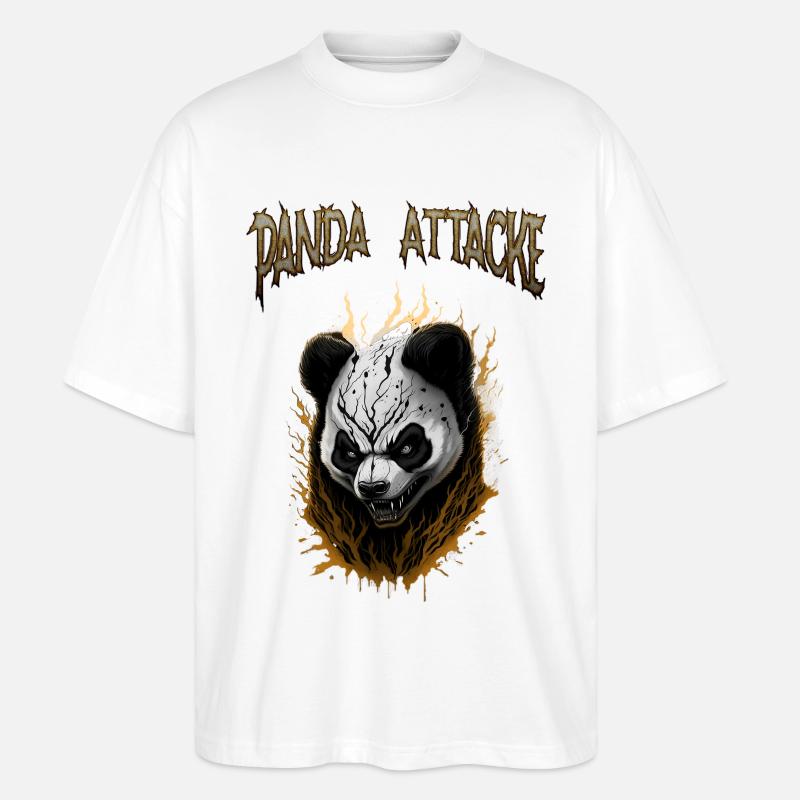 Conception de l’attaquant Dark Panda - T-shirt bio Blaster 2.0 coupe oversize Stanley/Stella Unisexe - blanc