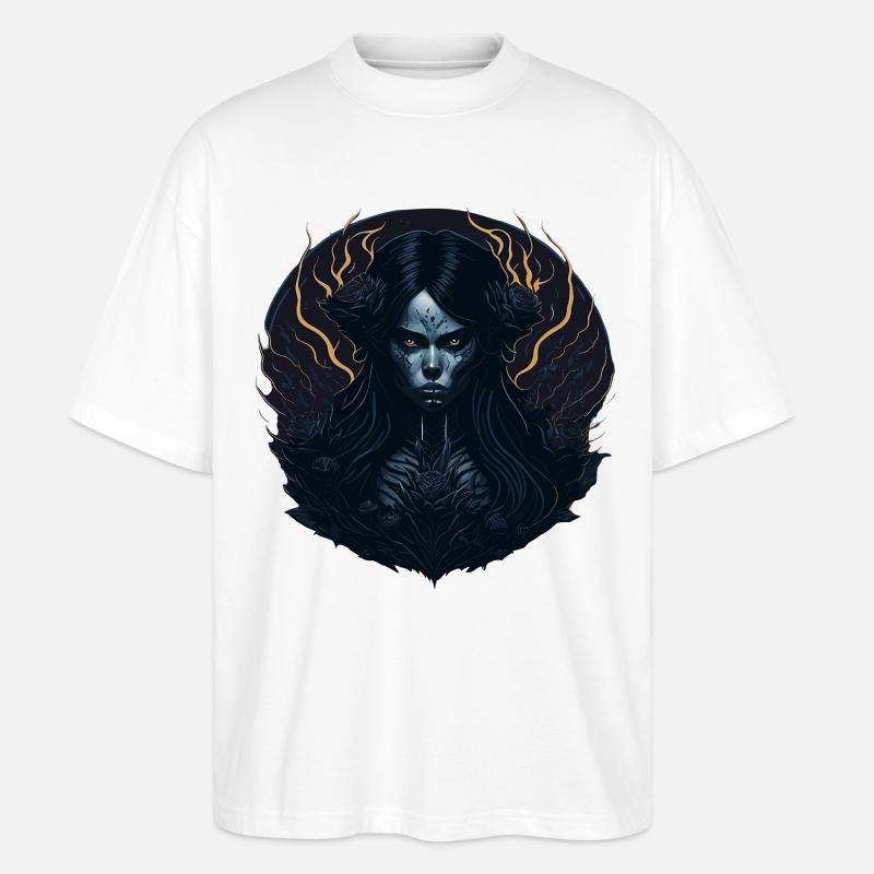 Schwarzes Gothic Mädchen Ästhetik - Stanley/Stella Oversized Unisex Bio T-Shirt Blaster 2.0 - Weiß