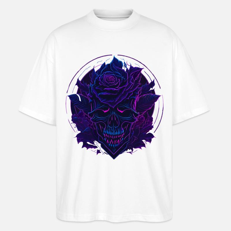 Neon Rosen Schädel EDM - Stanley/Stella Oversized Unisex Bio T-Shirt Blaster 2.0 - Weiß