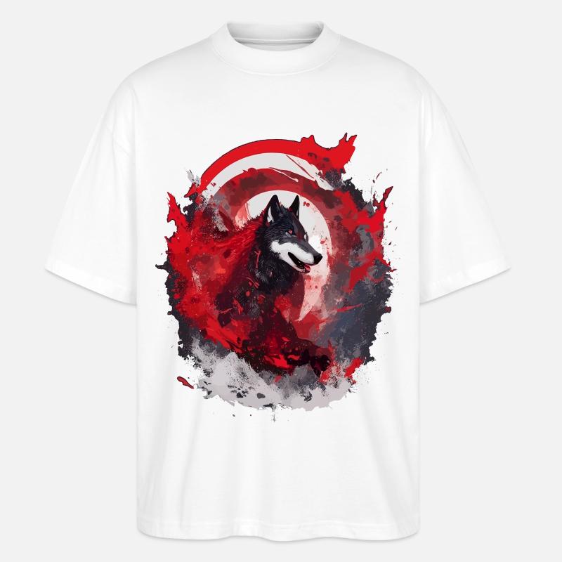 Wolfsblut Japan Wolfs Kunst - Stanley/Stella Oversized Unisex Bio T-Shirt Blaster 2.0 - Weiß