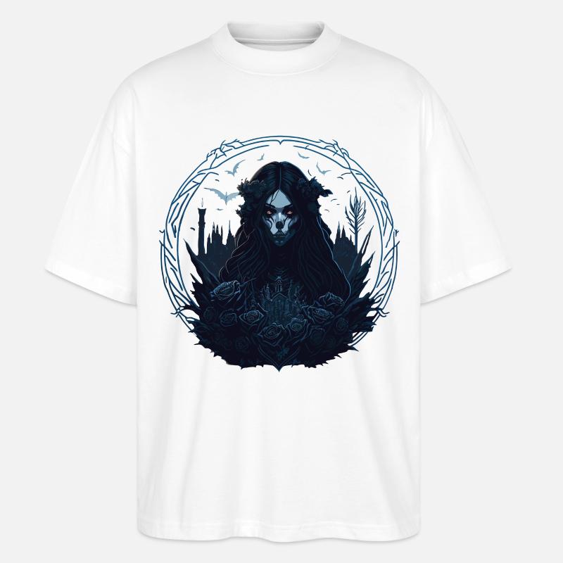 Skull Goth Girl - Stanley/Stella Oversized Unisex Bio T-Shirt Blaster 2.0 - Weiß