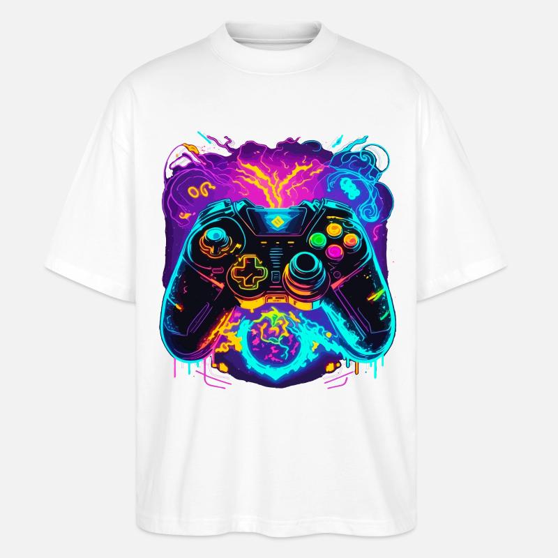 Power Graffiti Gaming Controller - Stanley/Stella Oversized Unisex Bio T-Shirt Blaster 2.0 - Weiß