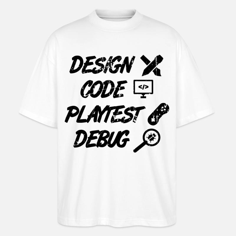 Design Code Playtest Debug - Stanley/Stella Oversized Unisex Organic T-shirt Blaster 2.0 - white