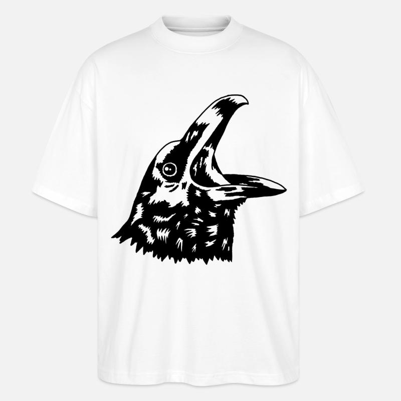 Krähe - Stanley/Stella Oversized Unisex Bio T-Shirt Blaster 2.0 - Weiß