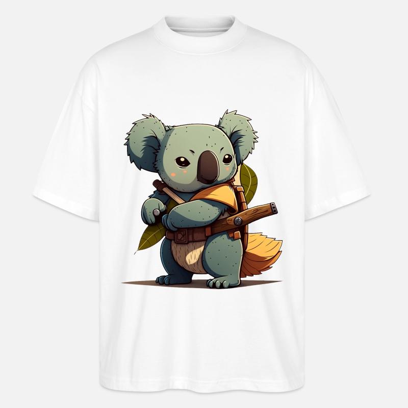 Koala als Samurai - Stanley/Stella Oversized Unisex Bio T-Shirt Blaster 2.0 - Weiß