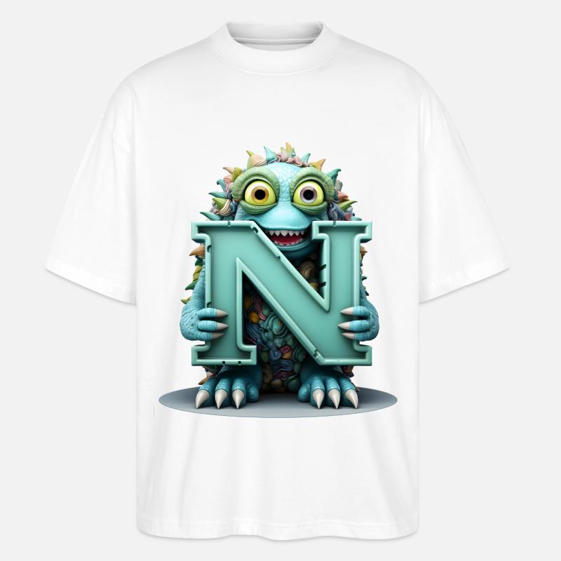 N Bunt mit Monster gewebt - Stanley/Stella Oversized Unisex Bio T-Shirt Blaster 2.0 - Weiß