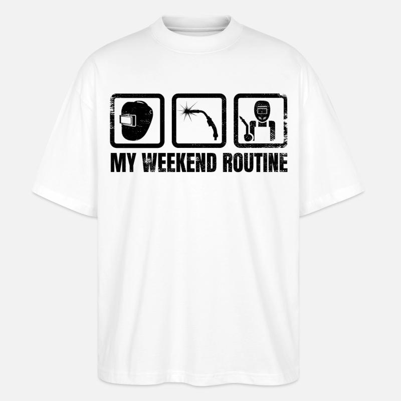 My weekend routine - Stanley/Stella Oversized Unisex Organic T-shirt Blaster 2.0 - white