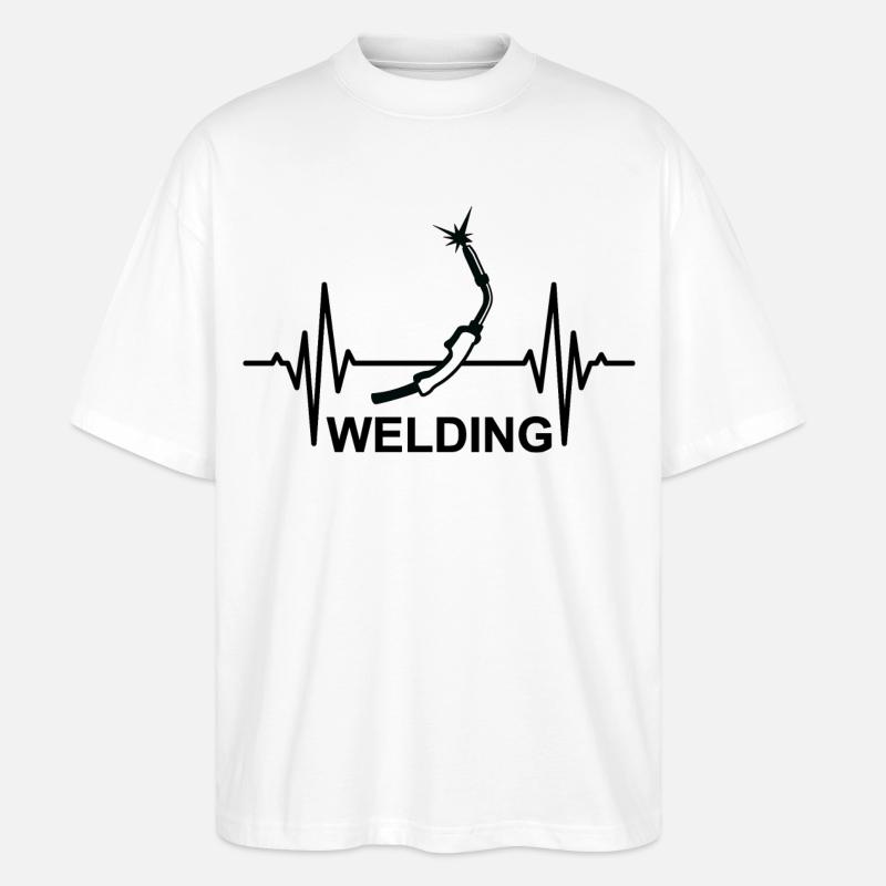 Soudage, ECG, palpitations - T-shirt bio Blaster 2.0 coupe oversize Stanley/Stella Unisexe - blanc
