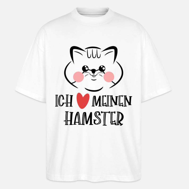 Hamster Herz Statement Lieblingstier Haustiere - Stanley/Stella Oversized Unisex Bio T-Shirt Blaster 2.0 - Weiß