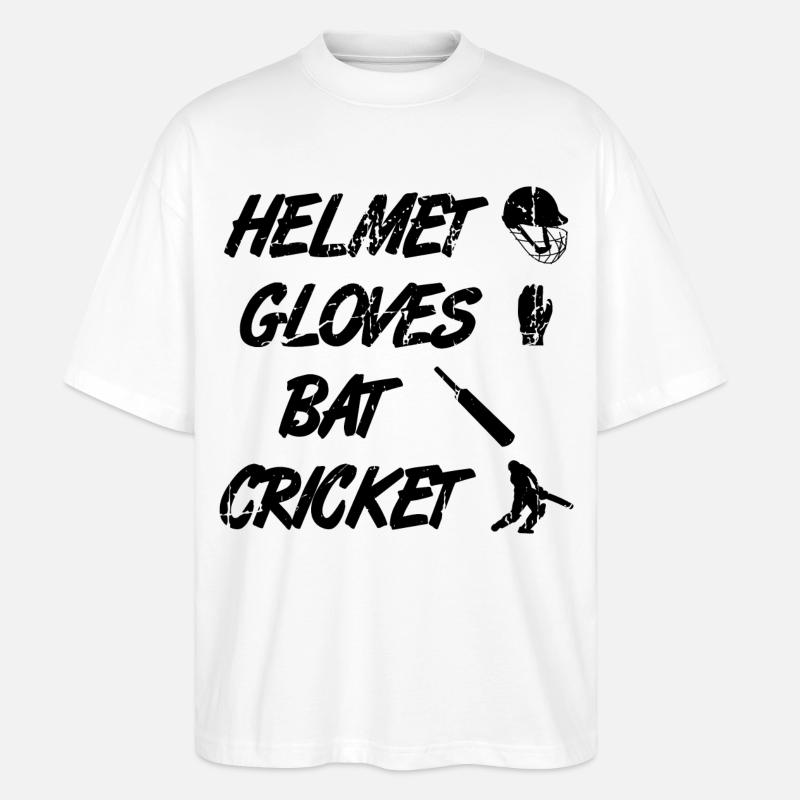 Helm Handschuhe Schläger Cricket - Stanley/Stella Oversized Unisex Bio T-Shirt Blaster 2.0 - Weiß