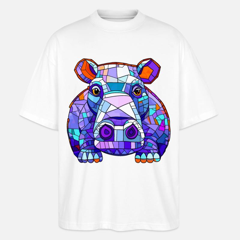 Nilpferd Hippo - Stanley/Stella Oversized Unisex Bio T-Shirt Blaster 2.0 - Weiß