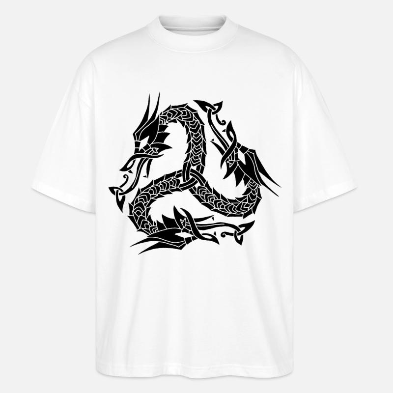 Keltische Schwarze Hydra - Stanley/Stella Oversized Unisex Bio T-Shirt Blaster 2.0 - Weiß