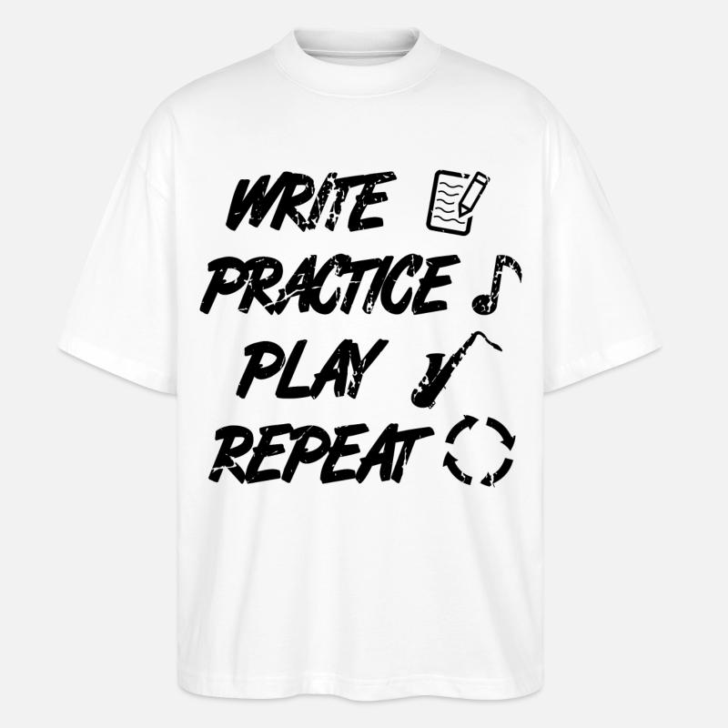 Writing, practicing, playing, repeating - Stanley/Stella Oversized Unisex Organic T-shirt Blaster 2.0 - white