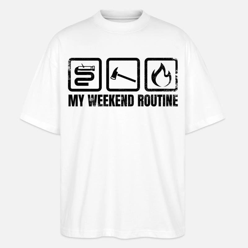Feuerwehrmann Wochenende - Stanley/Stella Oversized Unisex Bio T-Shirt Blaster 2.0 - Weiß